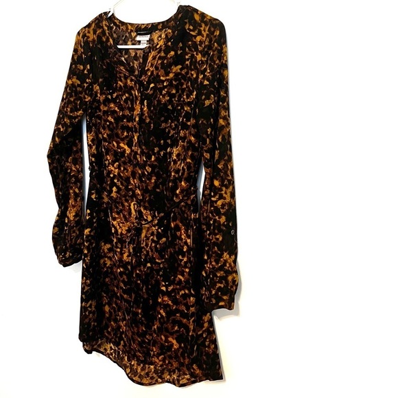 2/$15 Merona - Black Tan Abstract Long Sleeve Mini Dress XS - Picture 3 of 6